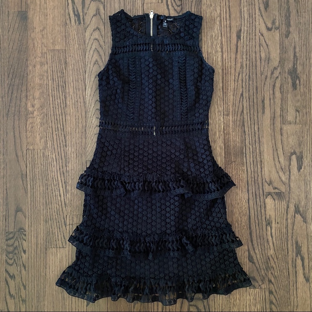 Bloomingdale’s Aqua Lace Tiered Dress
